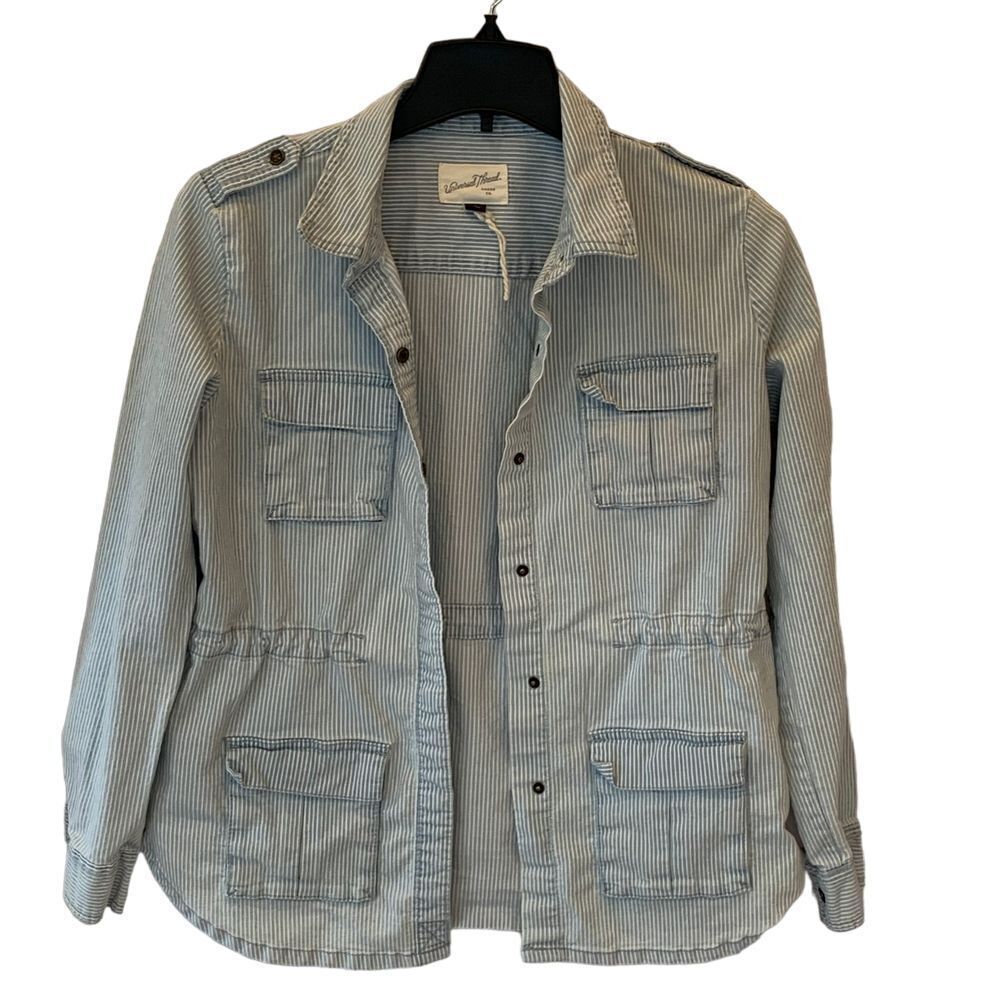 EUC Universal Thread Conductor‎ Striped Print Military Style Jacket Size Small